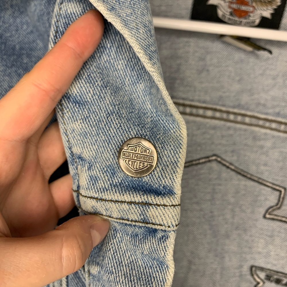 Harley Davidson Patch Jean Jacket Oversized - image 6